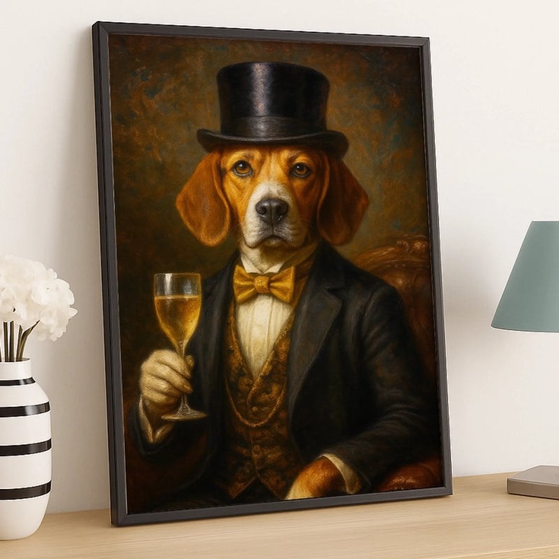 Custom Photo Vertical Poster - Personalized Birthday  Gifts For Dog Cat Lovers, Dog Dad And Mom, Cat Owners - Fine Dog, Finer Wine