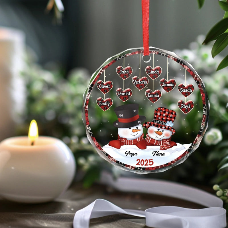 Grandma, Your Love Has Shaped Me In Lasting Ways - Family Personalized Custom Circle Glass Ornament - Christmas Gift For Grandma, Grandpa