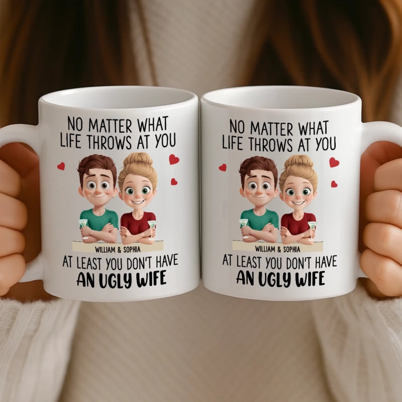 Custom Mug - Personalized Anniversary Wedding Gifts For Husband And Wife, Him And Her - Zero Ugly Wife Detected