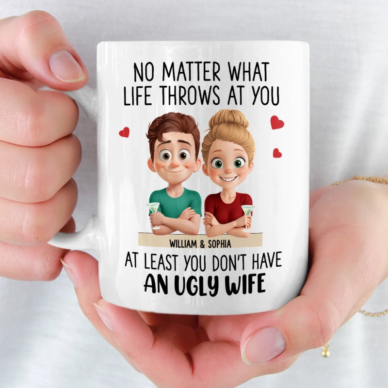 Custom Mug - Personalized Anniversary Wedding Gifts For Husband And Wife, Him And Her - Zero Ugly Wife Detected
