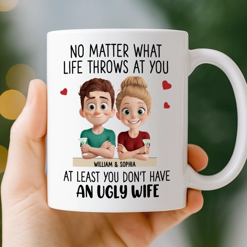 Custom Mug - Personalized Anniversary Wedding Gifts For Husband And Wife, Him And Her - Zero Ugly Wife Detected