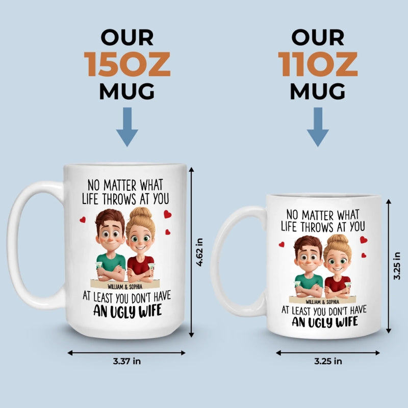 Custom Mug - Personalized Anniversary Wedding Gifts For Husband And Wife, Him And Her - Zero Ugly Wife Detected