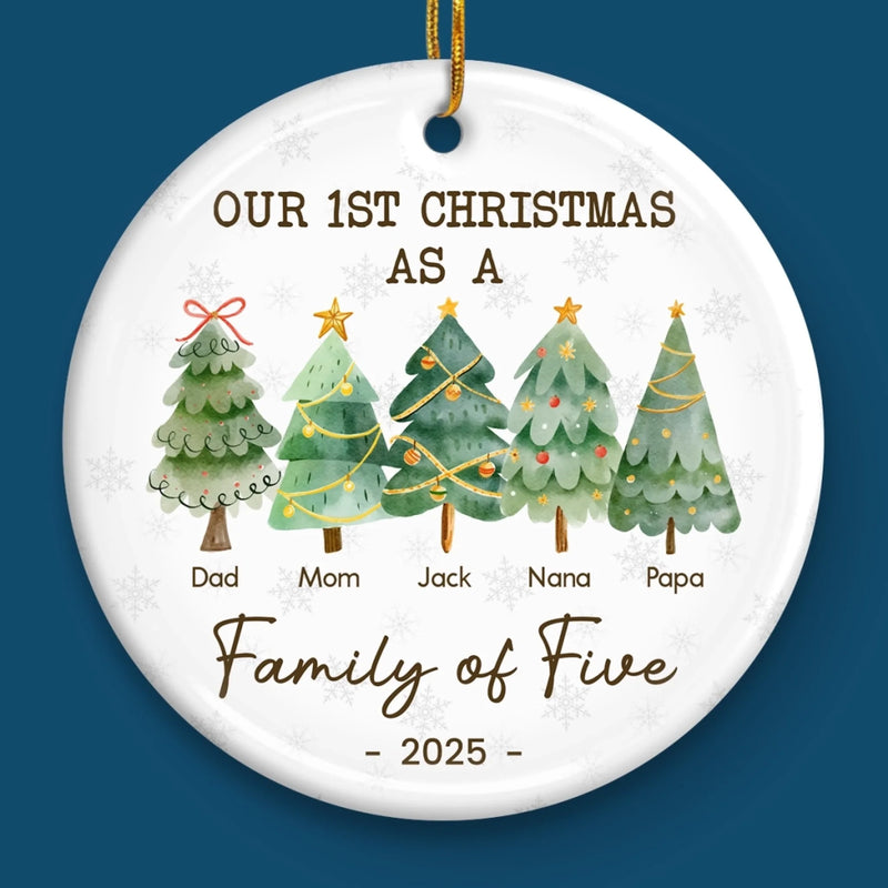 The Love In Our Family Tree Is Timeless - Family Personalized Custom Ornament - Ceramic Round Shaped - Christmas Gift For Family Members, First Christmas