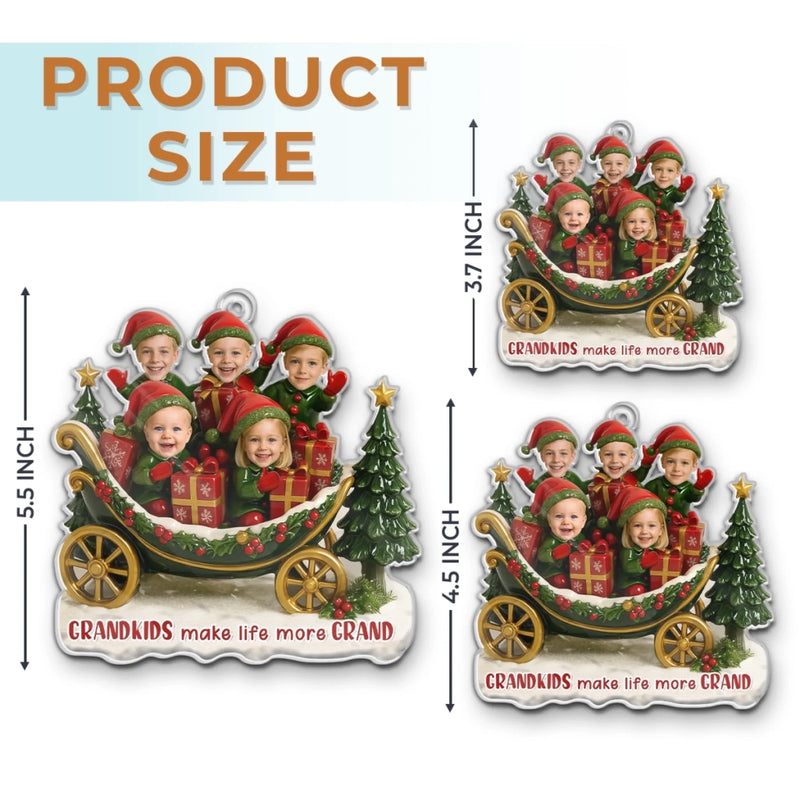 Custom Photo Acrylic Ornament - Personalized Christmas Birthday Gifts For Mom, Grandma - Joy Begins With Grandkids