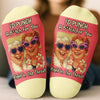 Custom Photo Funny Caricature Crew Socks - Personalized Best Friend Birthday Gifts For Women, Besties, Sisters, BFF - Partners In Crime Always