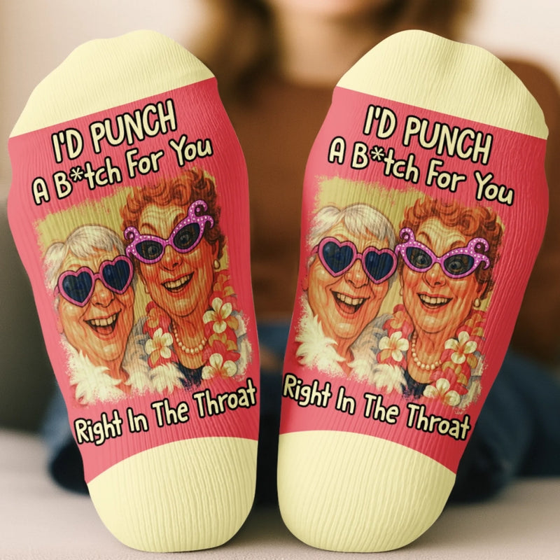 Custom Photo Funny Caricature Crew Socks - Personalized Best Friend Birthday Gifts For Women, Besties, Sisters, BFF - Partners In Crime Always