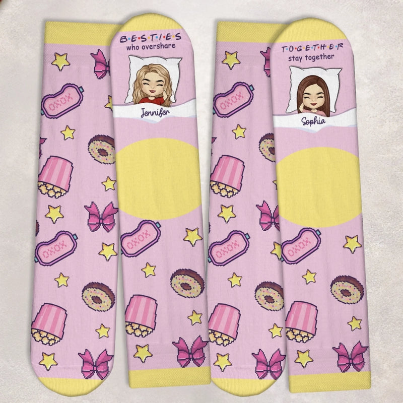 Custom Crew Socks - Personalized Best Friend Birthday Gifts For Women, Besties, Sisters, BFF - Besties With Zero Limits