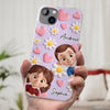 Custom 3D Inflated Effect Printed Clear Phone Case - Personalized Birthday Gifts For Mom, Grandma - Love You To Pieces