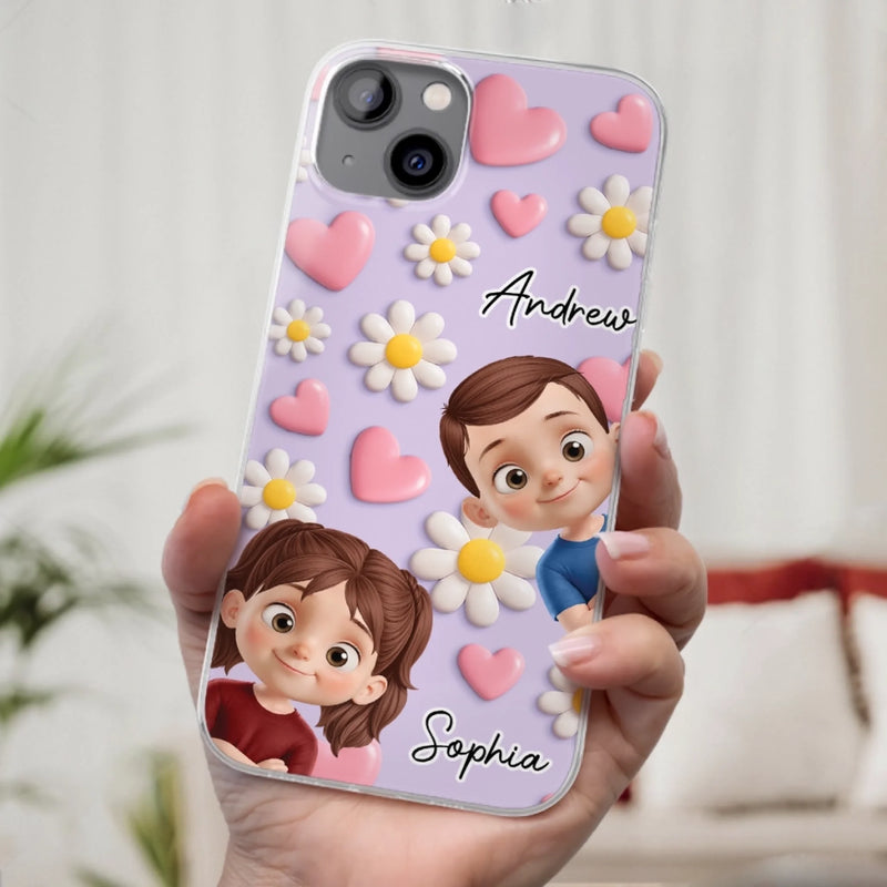 Custom 3D Inflated Effect Printed Clear Phone Case - Personalized Birthday Gifts For Mom, Grandma - Love You To Pieces