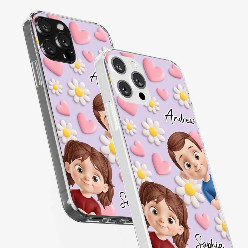 Custom 3D Inflated Effect Printed Clear Phone Case - Personalized Birthday Gifts For Mom, Grandma - Love You To Pieces