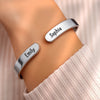 Custom Engraved Stainless Steel Cuff Bracelet - Personalized Best Friend Birthday Gifts For Women, Besties, Sisters, BFF - Partners In Crime Forever