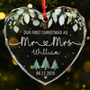 Custom Heart Glass Ornament - Personalized Anniversary Christmas Wedding Gifts For Husband And Wife, Him And Her - Season Of Us