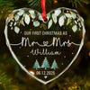 Custom Heart Glass Ornament - Personalized Anniversary Christmas Wedding Gifts For Husband And Wife, Him And Her - Season Of Us