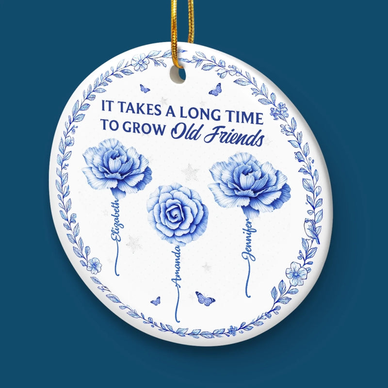 Custom Ceramic Ornament - Personalized Best Friend Christmas Birthday Gifts For Women, Besties, Sisters, BFF - Two Hearts One Connection