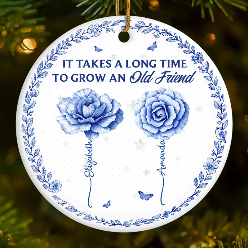 Custom Ceramic Ornament - Personalized Best Friend Christmas Birthday Gifts For Women, Besties, Sisters, BFF - Two Hearts One Connection