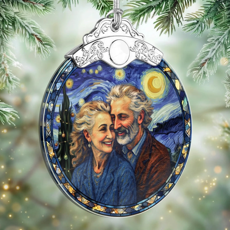 Custom Photo Glass Ornament - Personalized Anniversary Christmas Wedding Gifts For Husband And Wife, Him And Her - Holiday Smiles, Lifetime Love