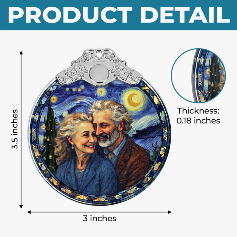 Custom Photo Glass Ornament - Personalized Anniversary Christmas Wedding Gifts For Husband And Wife, Him And Her - Holiday Smiles, Lifetime Love
