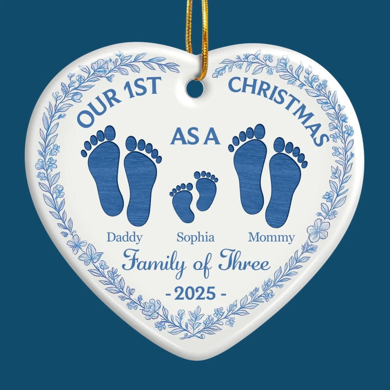 Custom Ceramic Ornament - Personalized Christmas Birthday Gifts For Mom, Dad, Kids - Our 1st Christmas