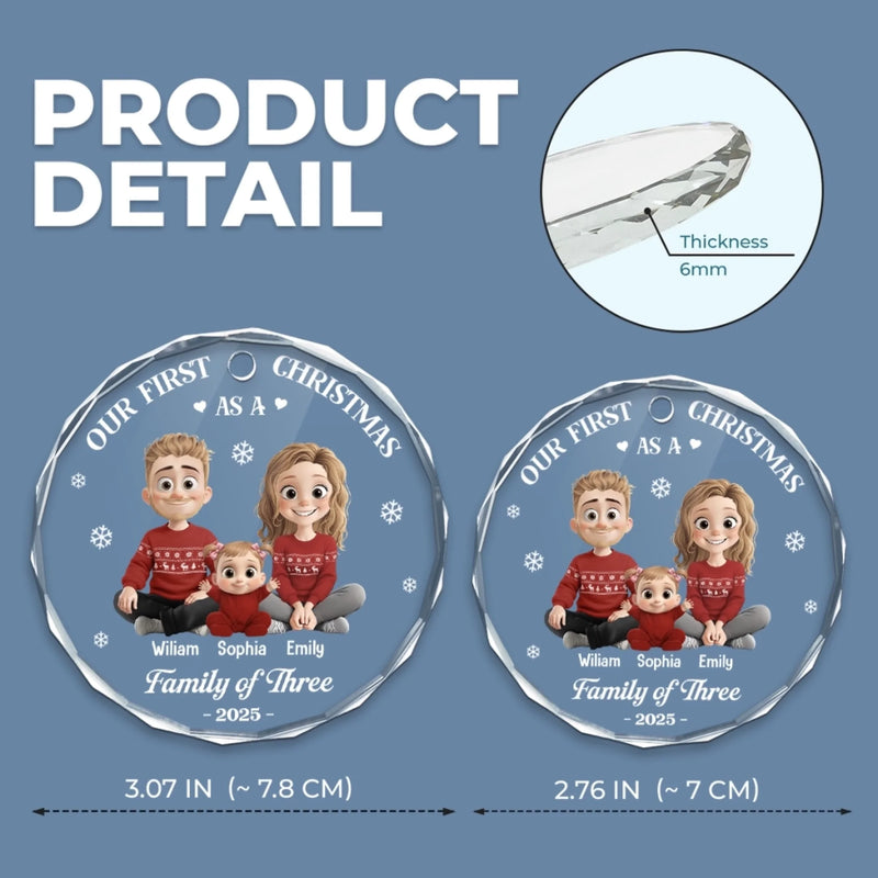 Custom Circle Glass Ornament - Personalized Christmas Birthday Gifts For Mom, Dad, Kids - Family Time Is Christmas Time