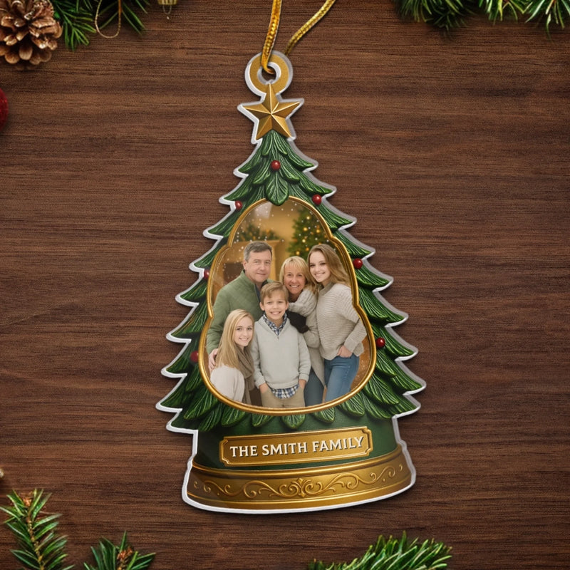 Custom Photo Acrylic Ornament - Personalized Christmas Birthday Gifts For Mom, Dad, Kids - Making Memories By The Tree