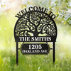 Custom Metal Garden Stake - Personalized Birthday Gifts For Mom, Dad, Kids - Welcome To Our Happy Home