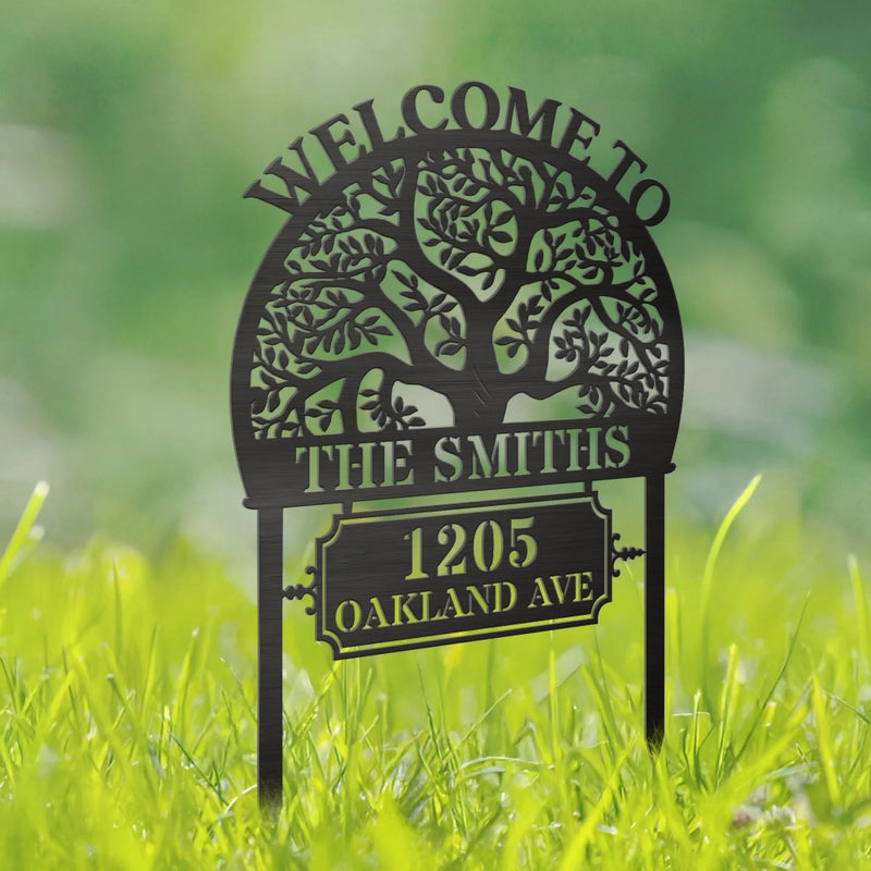 Custom Metal Garden Stake - Personalized Birthday Gifts For Mom, Dad, Kids - Welcome To Our Happy Home