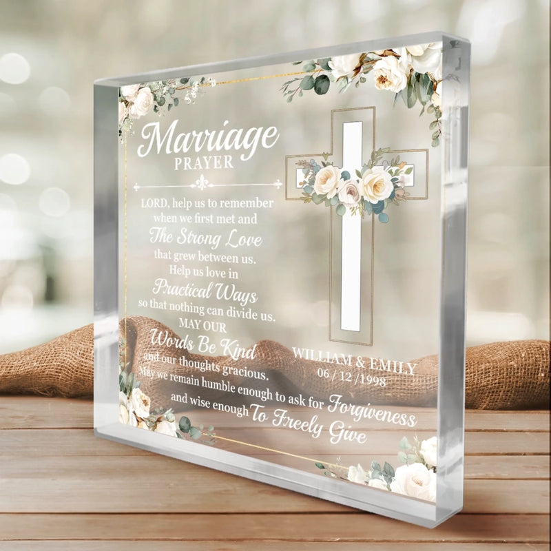 Custom Square Shaped Acrylic Plaque - Personalized   Anniversary Wedding Gifts For Husband And Wife, Him And Her, All Believers, Jesus Lovers - Rooted In Love
