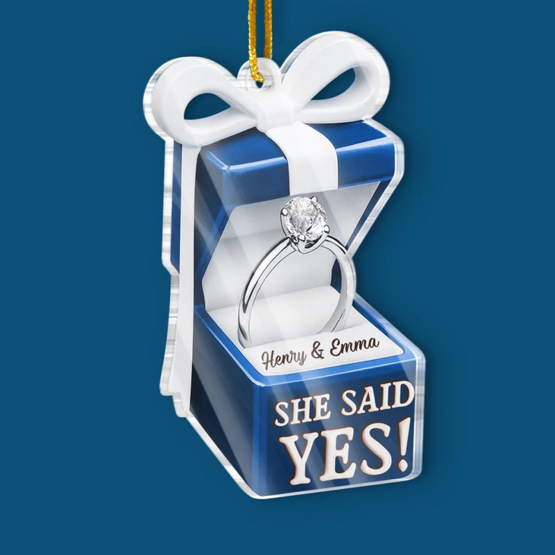 Custom Acrylic Ornament - Personalized Anniversary Christmas Wedding Gifts For Husband And Wife, Him And Her - We’re Getting Married