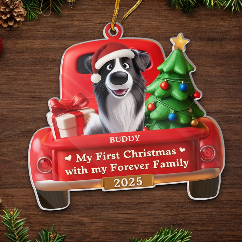 Custom Acrylic Ornament - Personalized Christmas Birthday Gifts For Dog Lovers, Dog Dad And Mom - My Forever Home, My First Christmas