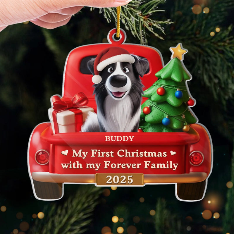 Custom Acrylic Ornament - Personalized Christmas Birthday Gifts For Dog Lovers, Dog Dad And Mom - My Forever Home, My First Christmas