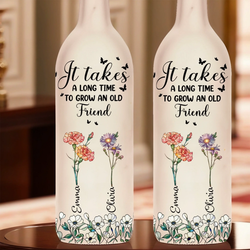 Custom Bottle Lamp - Personalized Best Friend Birthday Gifts For Women, Besties, Sisters, BFF - Friendship That Grows With Time
