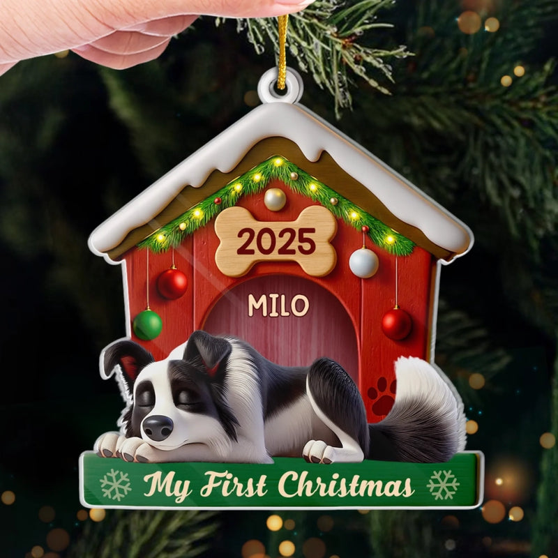 Custom Acrylic Ornament - Personalized Christmas Birthday Gifts For Dog Lovers, Dog Dad And Mom - Slept Through Santa, Woke Up To Love