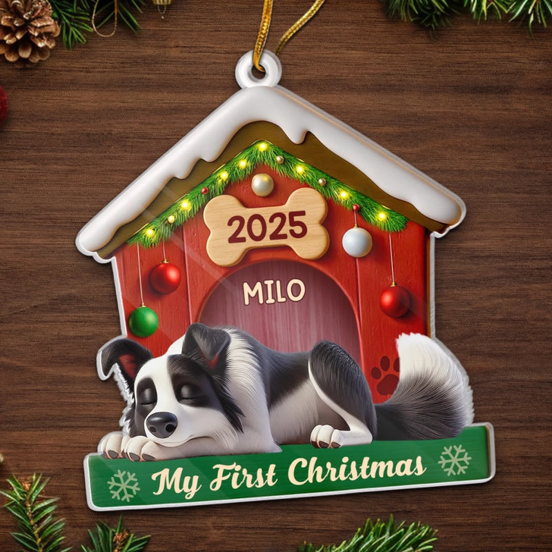 Custom Acrylic Ornament - Personalized Christmas Birthday Gifts For Dog Lovers, Dog Dad And Mom - Slept Through Santa, Woke Up To Love