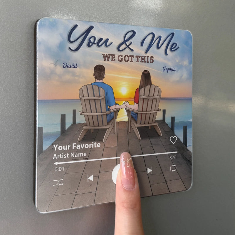 Custom Music Fridge Magnet That Can Play Songs - Personalized Anniversary Wedding Gifts For Husband And Wife, Him And Her - Loving You On Repeat