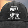 Gorra de Béisbol Personalizada de Mezclilla Vintage Lavada – Regalos de Cumpleaños Personalizados para Papá, Abuelo – Primero Papá, Ahora Abue
