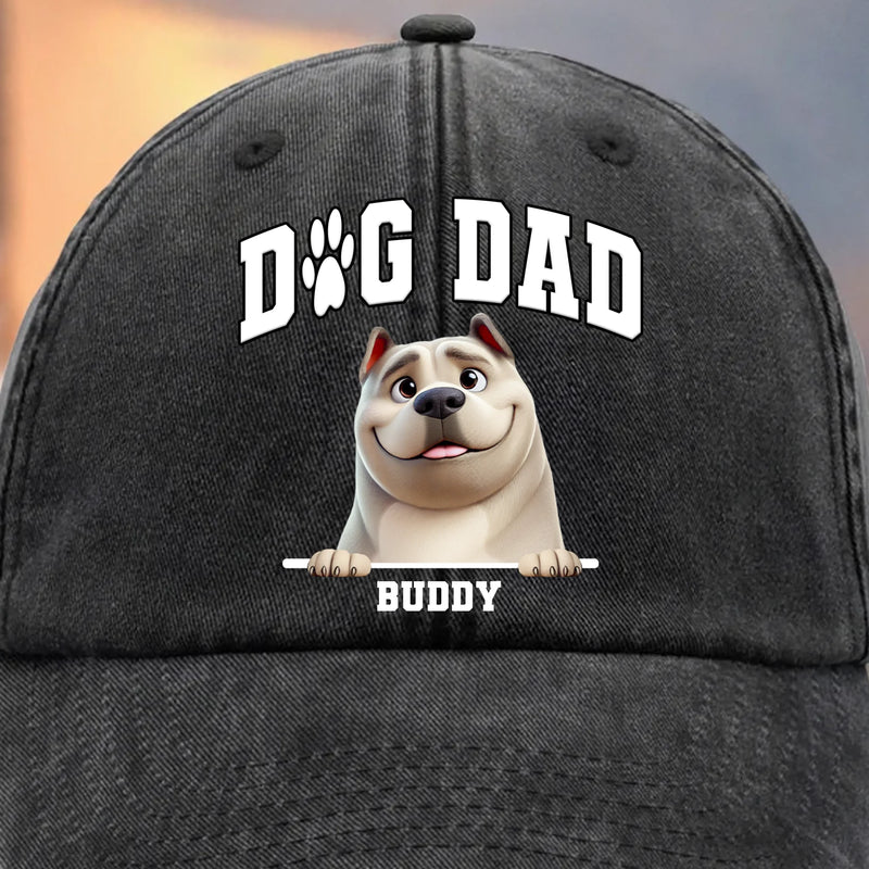 Custom Vintage Washed Denim Baseball Cap - Personalized Birthday Gifts For Dog Lovers, Dog Dad And Mom - My Best Friend Has Fur