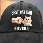 Custom Name Best Cat Dad Gifts for Cat Lovers - Personalized Washed Baseball Cap
