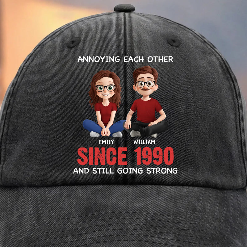 Custom Couple Anniversary Gifts - Personalized Washed Baseball Cap