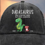 Custom Name Grandpasaurus Gifts for Grandpa - Personalized Washed Baseball Cap
