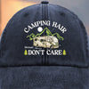 Camping Is My Therapy - Camping Personalized Custom Vintage Washed Denim Baseball Cap - Gift For Camping Lovers
