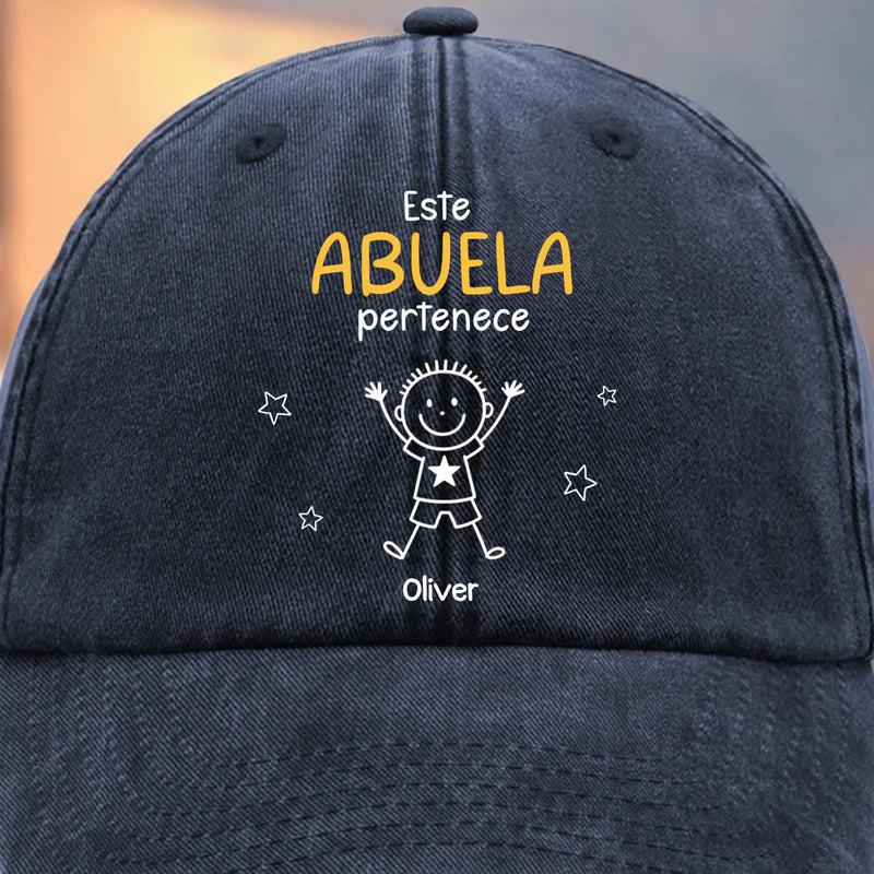 Gorra de Béisbol Personalizada de Mezclilla Vintage Lavada – Regalos de Cumpleaños Personalizados para Papá, Abuelo – Este Abuelo Pertenece