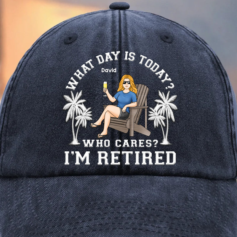 Custom Vintage Washed Denim Baseball Cap - Personalized Retirement Gifts For Women, Men - Finally Living On Island Time