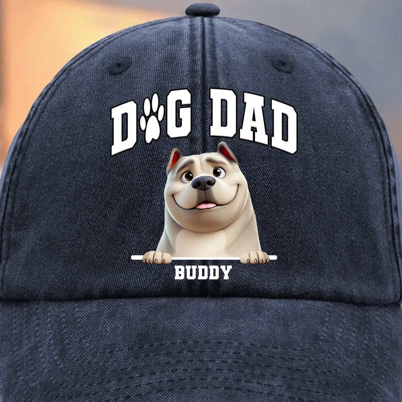 Custom Vintage Washed Denim Baseball Cap - Personalized Birthday Gifts For Dog Lovers, Dog Dad And Mom - My Best Friend Has Fur