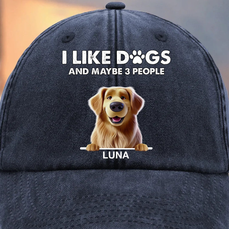 Custom Vintage Washed Denim Baseball Cap - Personalized Birthday Gifts For Dog Lovers, Dog Dad And Mom - Dog Dad Squad