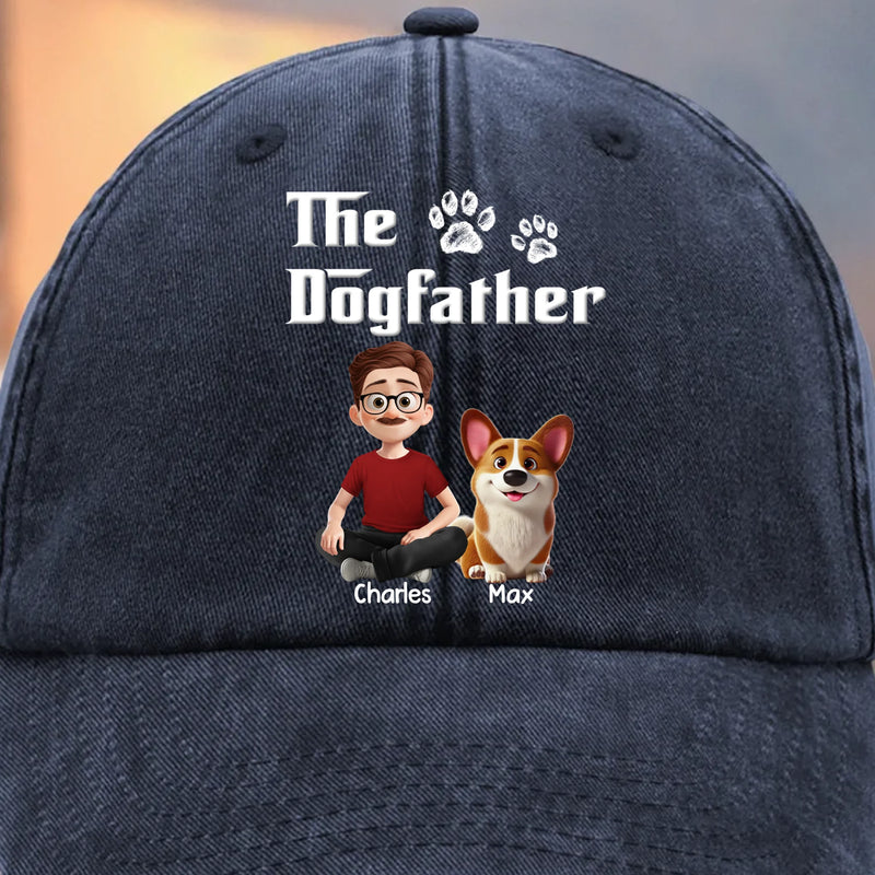 Custom Vintage Washed Denim Baseball Cap - Personalized Birthday Gifts For Dog Cat Lovers, Dog Dad And Mom, Cat Owners - Don’t Mess With The Dogfather