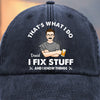 If Dad Can’t Fix It, No One Can - Family Personalized Custom Vintage Washed Denim Baseball Cap - Father's Day, Gift For Dad, Grandpa