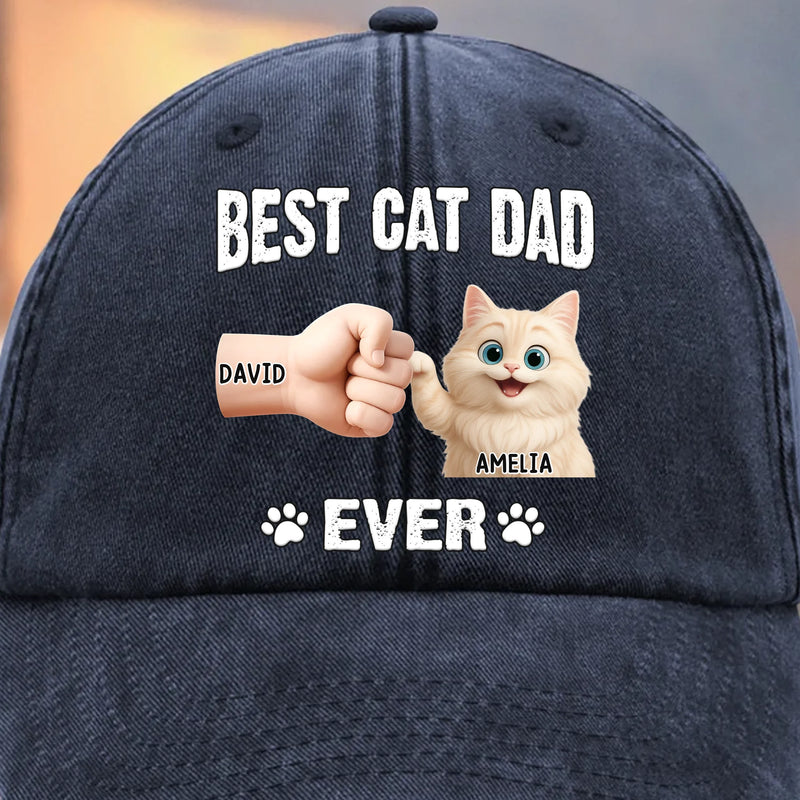 Custom Name Best Cat Dad Gifts for Cat Lovers - Personalized Washed Baseball Cap