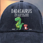 Custom Name Grandpasaurus Gifts for Grandpa - Personalized Washed Baseball Cap