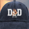 Custom Photo Powered By Love - Family Personalized Custom Vintage Washed Denim Baseball Cap - Father's Day, Gift For Dad