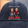 Custom Vintage Washed Denim Baseball Cap - Personalized Anniversary Wedding Gifts For Husband And Wife, Him And Her - Cheers To Forever Bickering
